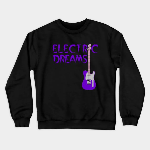 Electric Guitar, Electric Avenue, Purple Guitar Crewneck Sweatshirt by Style Conscious